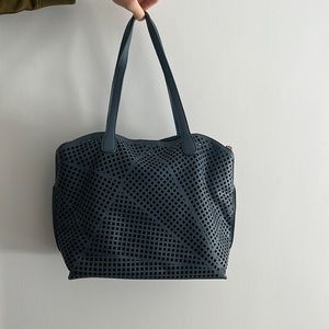 Blue Leather Shoulder Bag